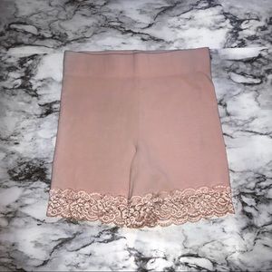 Pink lace cycling shorts